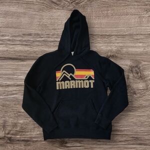 Marmot Black Sweatshirt Hoodie with Graphic Design Size M Men's